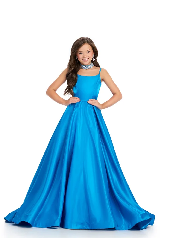 Super Bargain Ashley Lauren 8275 Girls Satin Ballgown Pageant Dress Choker Scoop Neckline Spaghetti Straps
