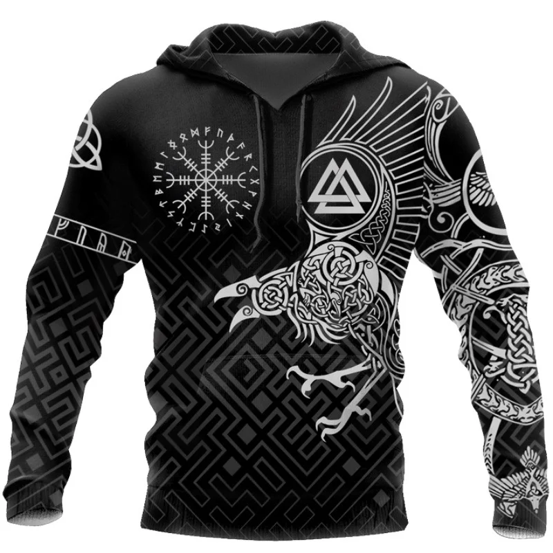 Buy More, Save More Viking Tattoo 3D Printed Black Hoodie / Fashion Hooded Unisex Streetwear In 2 Variants