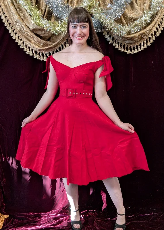 Midnight Madness Unique Vintage 50s Red Prairie Swing Dress