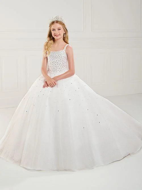 Deep Discounts Tiffany Princess 13739 Size 2 White Girls Pageant Dress Tulle Pearl Beaded A Line Corset Ball Gown Preteen