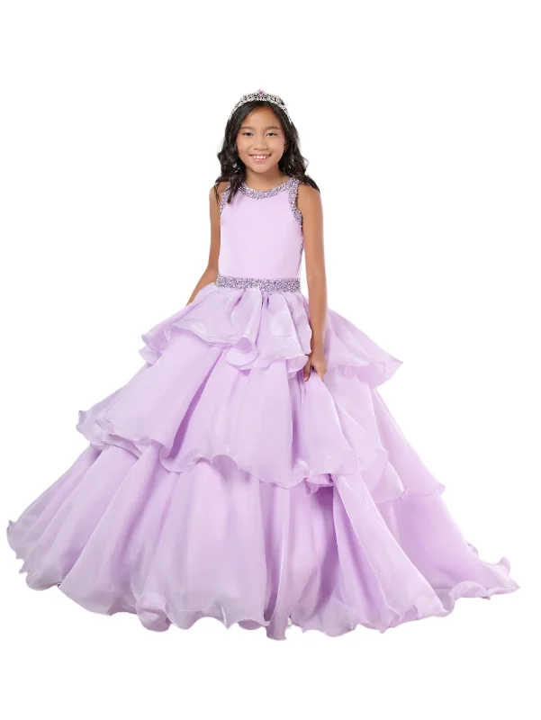 Bargain Prices Tiffany Princess 13787 Size 14 Lilac Ruffle Layer Girls Pageant Dress Backless High Neck Crystal Neckline