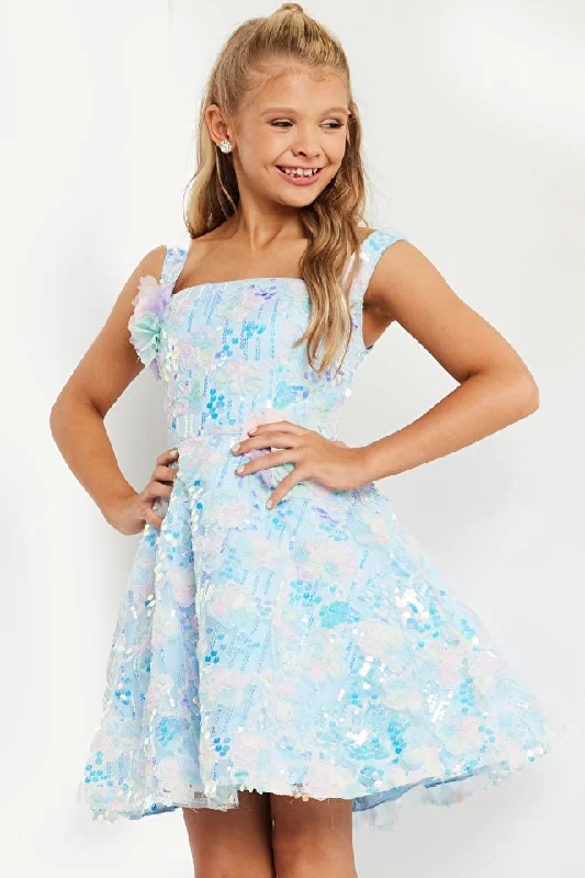 Unmissable Offer Jovani Kids K23956 Fit And Flare Sequin Tulle Floral Girls Short Dress