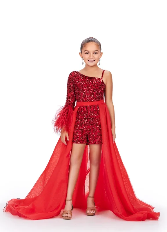 Extra Savings Ashley Lauren Kids 8067 Size 4,12 Red girls Organza Overskirt with Wire Hem Fun Fashion Pageant Girls