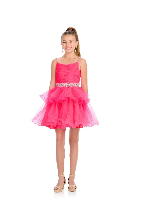 Shop and Save Ashley Lauren 8279 Girls Short Tulle Cocktail Dress Spaghetti Straps cocktail appearance formal wear