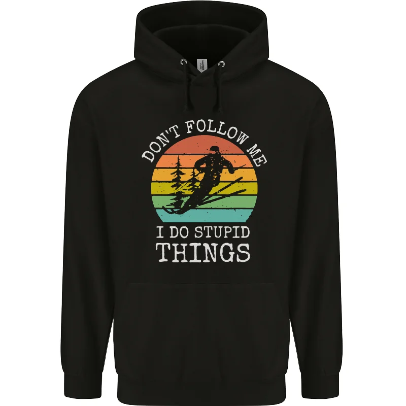 Deal Mania Skiing Don't Follow Me Ski Skier Funny Mens 80% Cotton Hoodie