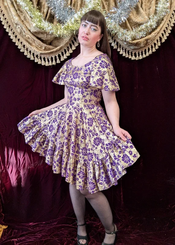 Reduced Prices Vintage 60s Metallic Gold & Purple Dress