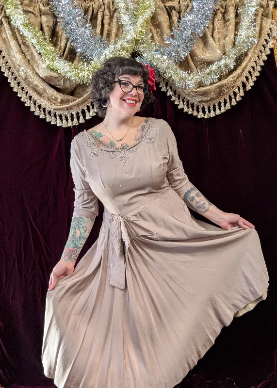Bargain Prices Vintage 40s Wounded Bird Champagne Rhinestone Dress