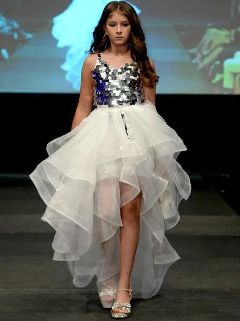Grand Opening Sale Marc Defang 5002S High Low Sequin Girls Pageant Romper Layered Detachable Overskirt Grand Opening Sale Marc Defang 5002S High Low Sequin Girls Pageant Romper Layered Detachable Overskirt