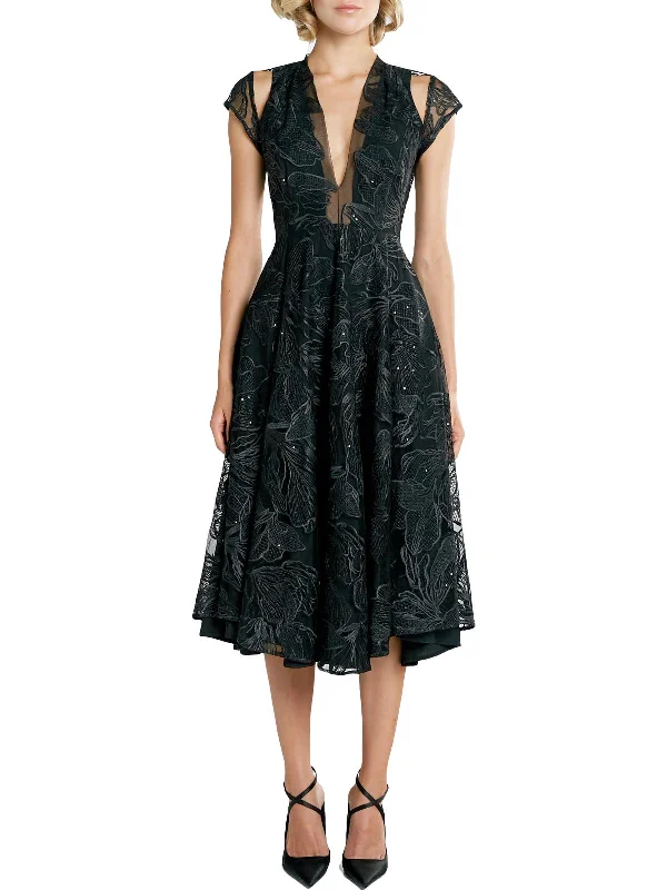 Lowest Price Alyssa Womens Lace Plunging Evening Dress