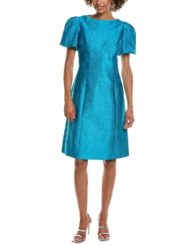 Inventory Reduction Teri Jon by Rickie Freeman Pebble Jacquard Puff Sleeve Sheath Dress Inventory Reduction Teri Jon by Rickie Freeman Pebble Jacquard Puff Sleeve Sheath Dress