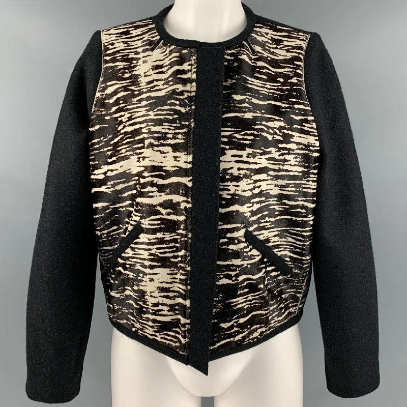 Daily Deals ISABEL MARANT Size 2 Black Cream Merino Wool Zebra Calf hair Jacket