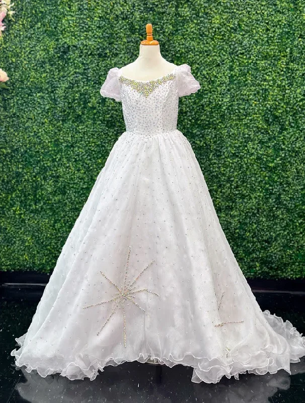 YEAR-End Sale Samantha Blake 1021 Girls Shimmer Pageant Dress Cap Sleeve Crystal A Line Gown Formal