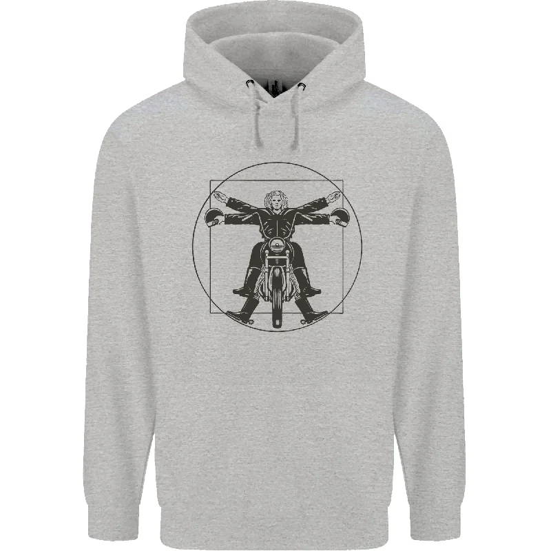 Steals and Deals Vitruvian Biker Motorcycle Motorbike Bikie Mens 80% Cotton Hoodie