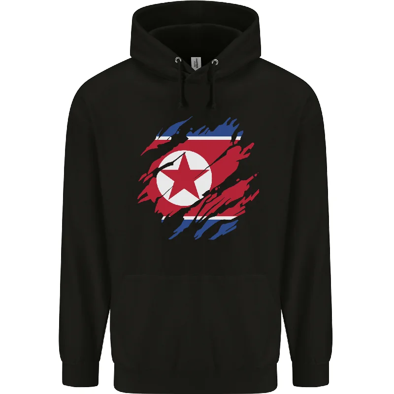 Early Access Torn North Korea Flag Korean Day Football Mens 80% Cotton Hoodie