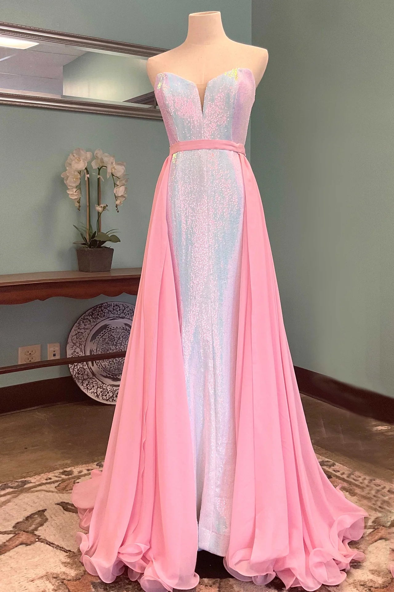 Buy Now Ava Presley 27816 Size Med Royal Long Wire Hem Chiffon Overskirt Detachable Skirt Pageant Prom Bridal