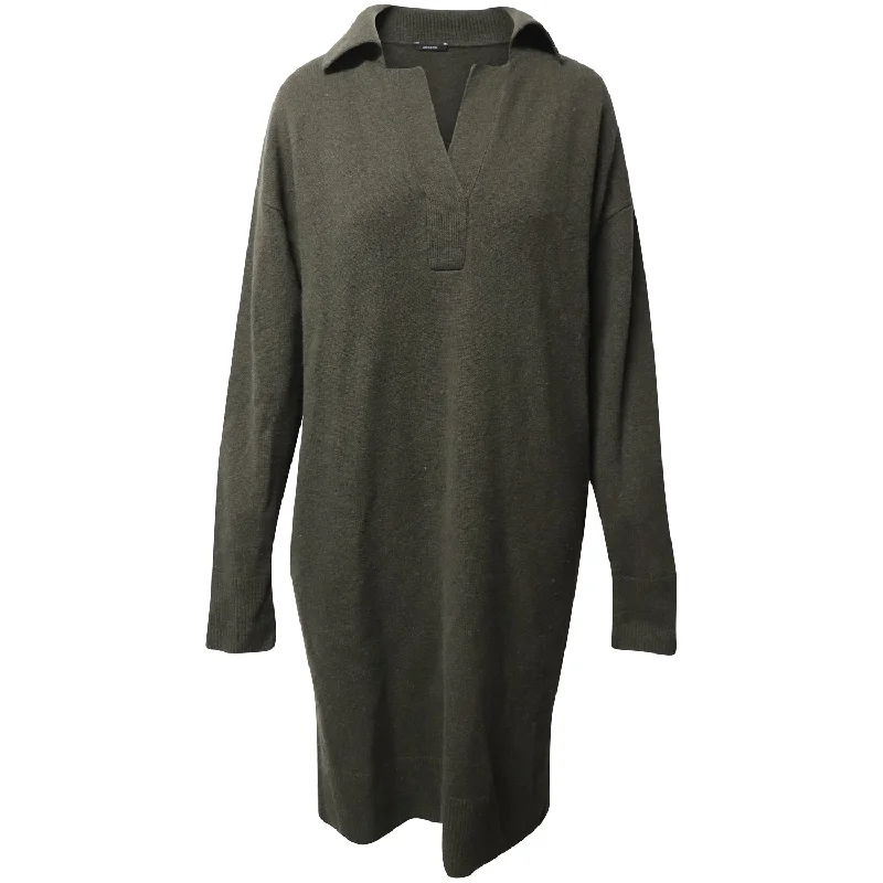 Stock Clearance Joseph Oversized Knit Dress in Dark Green Wool