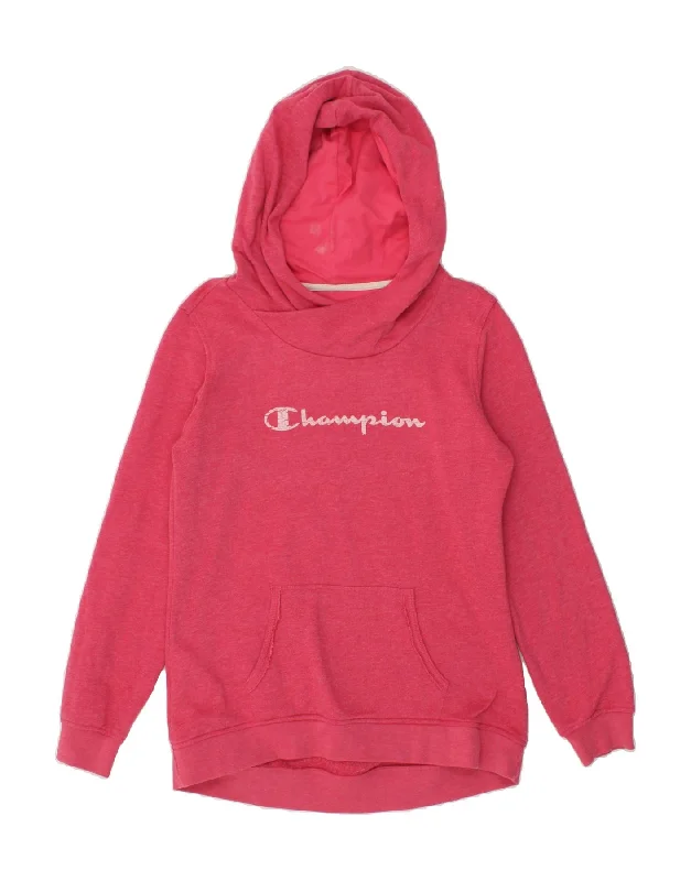 Final Markdown CHAMPION Womens Heritage Fit Graphic Hoodie Jumper UK 16 Large Pink