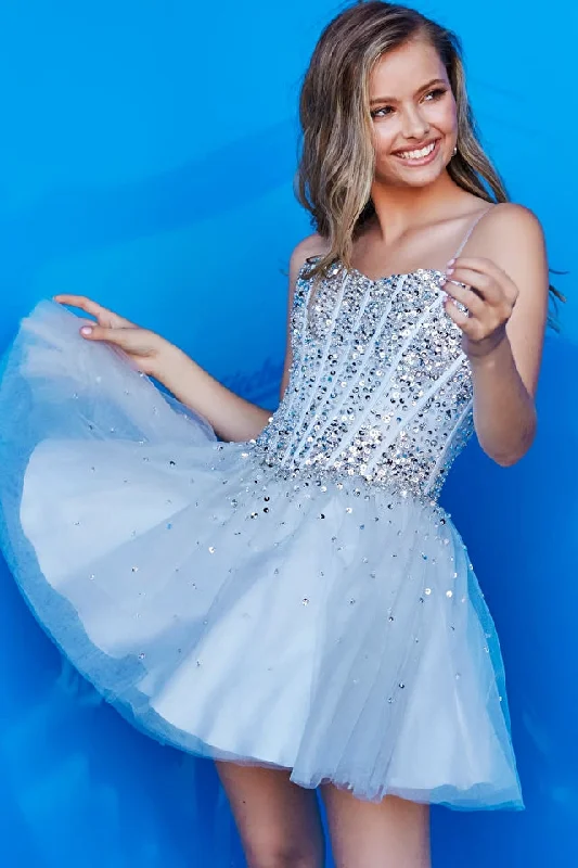 Special Savings Jovani Kids K59903 Sweetheart Neckline Embellished Bodice Fit And Flare Short Formal Dress