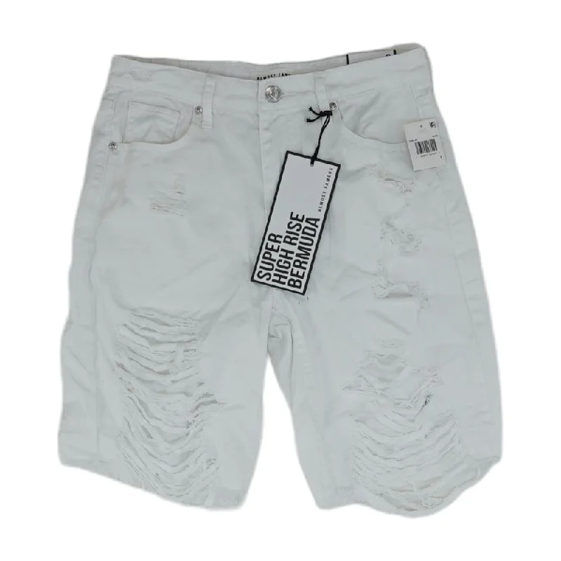 Fantastic Offers White Solid Denim Shorts
