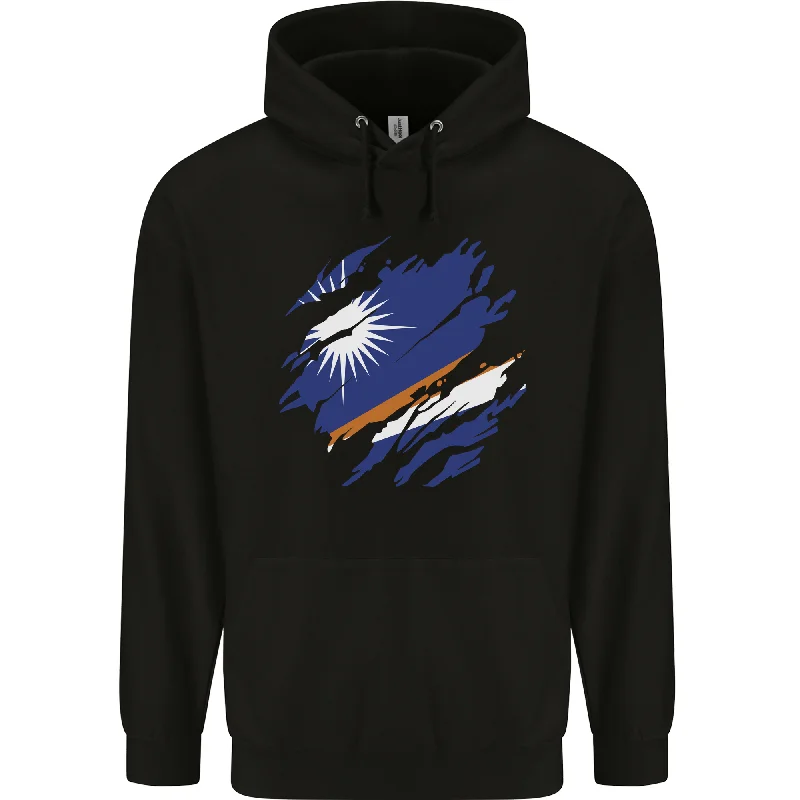 Price Drop Torn Marshall Islands Flag Day Football Mens 80% Cotton Hoodie
