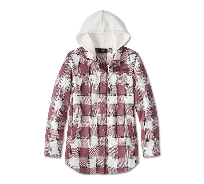 Price Drop Harley-Davidson® Women's Thrill Seeker Tunic with Removable Hood - YD Plaid - Crushed Berry