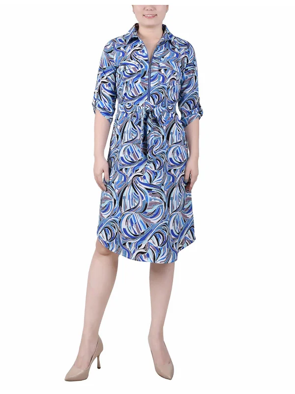 Today's Special Petites Womens Collar Midi Shirtdress