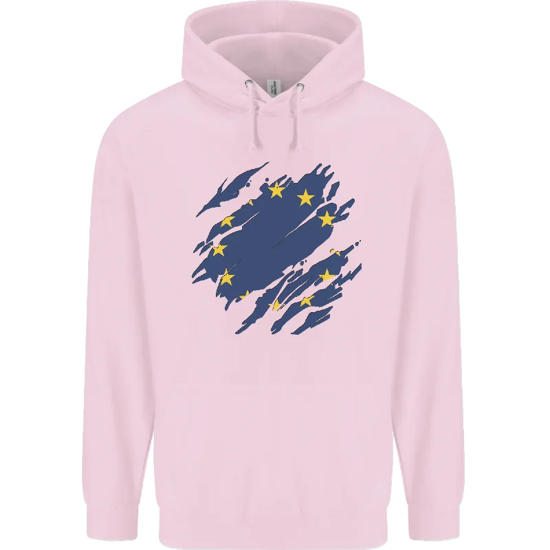 Low Prices Torn EU Flag European Union Flag Football Mens 80% Cotton Hoodie
