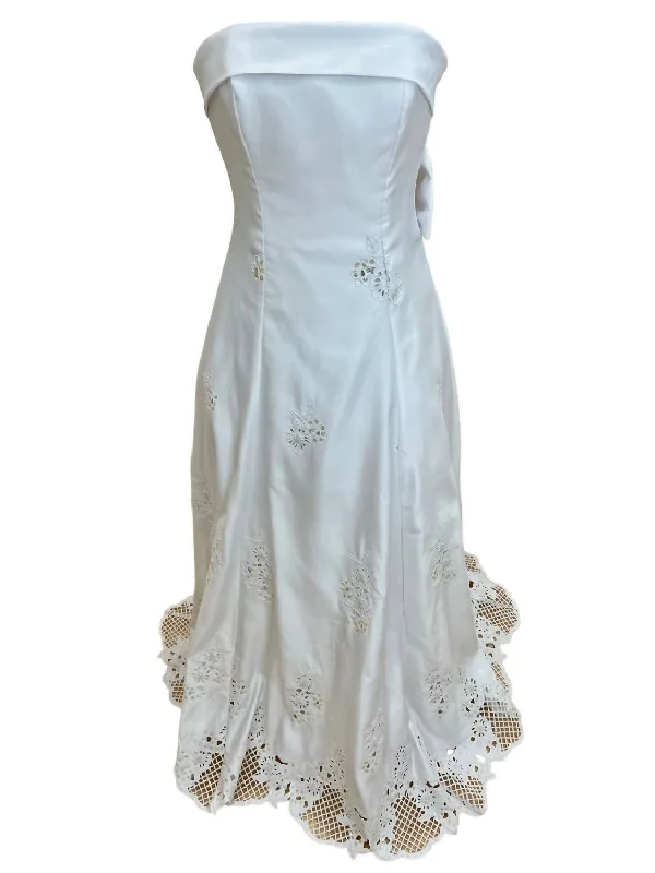 Deal Dash Women's Off Shoulder Wedding Dress In White
