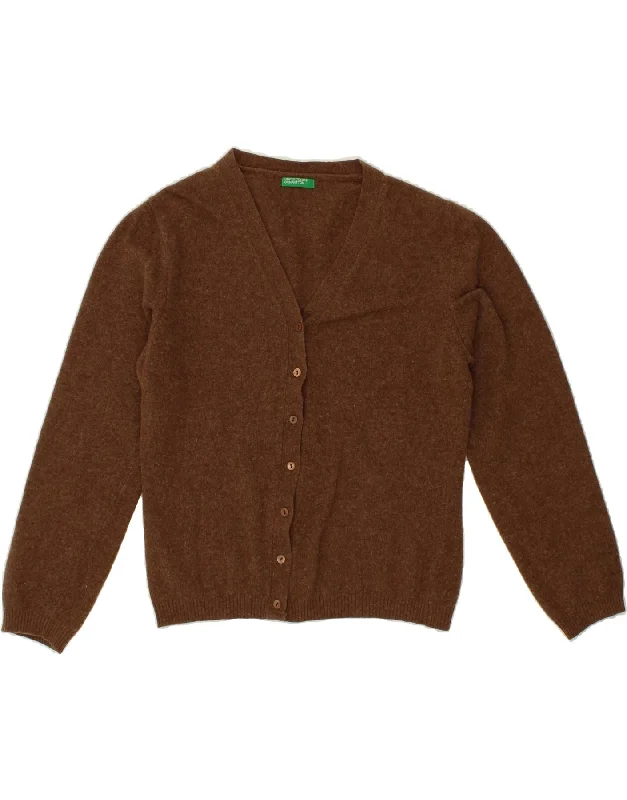 Steals and Deals BENETTON Womens Cardigan Sweater UK 12 Medium Brown Wool