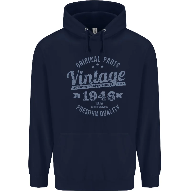 Final Markdown Vintage Year 78th Birthday 1946 Mens 80% Cotton Hoodie Navy Blue
