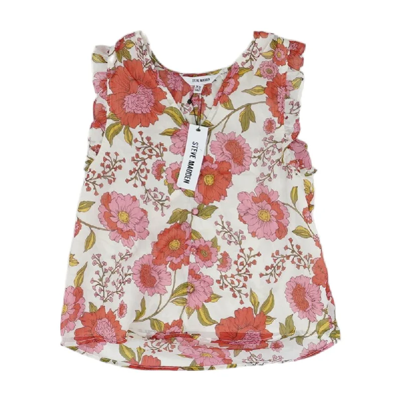 Bonus Savings Ivory Floral Sleeveless Blouse