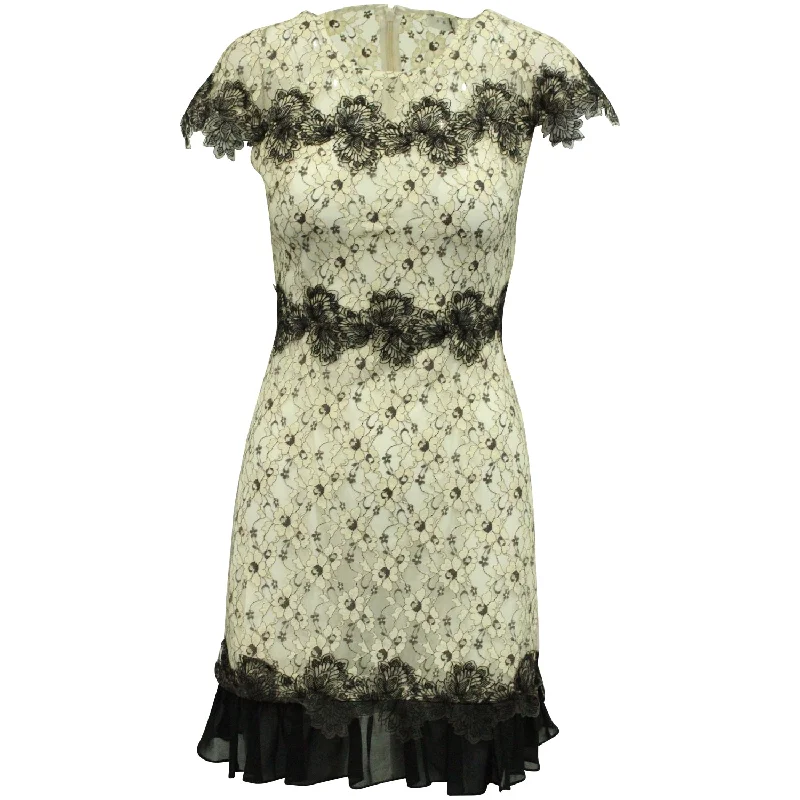 Price Drop Alert Sandro Paris Two-Tone Lace Dress in White and Black Polyester