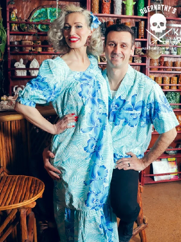 Time-Limited Offer Vintage 1980's Blue Dress & Shirt Matching Set