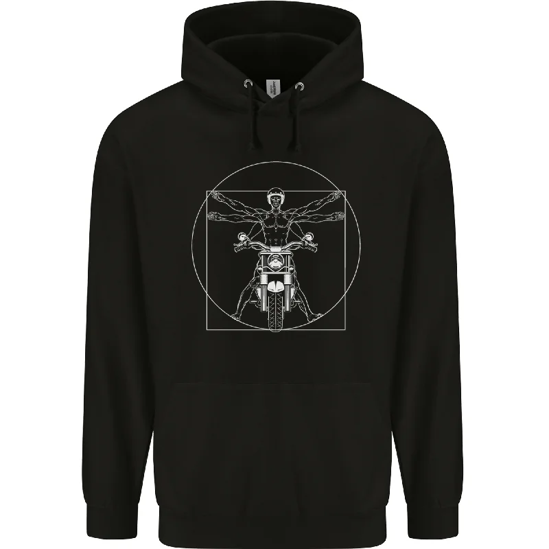 Stock Clearance Vitruvian Biker Motorcycle Motorbike Mens 80% Cotton Hoodie