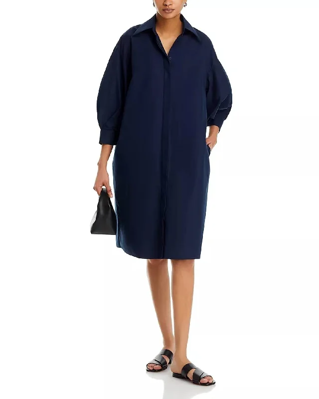 Deal of the Day Lantern Sleeve Shirtdress In Ink