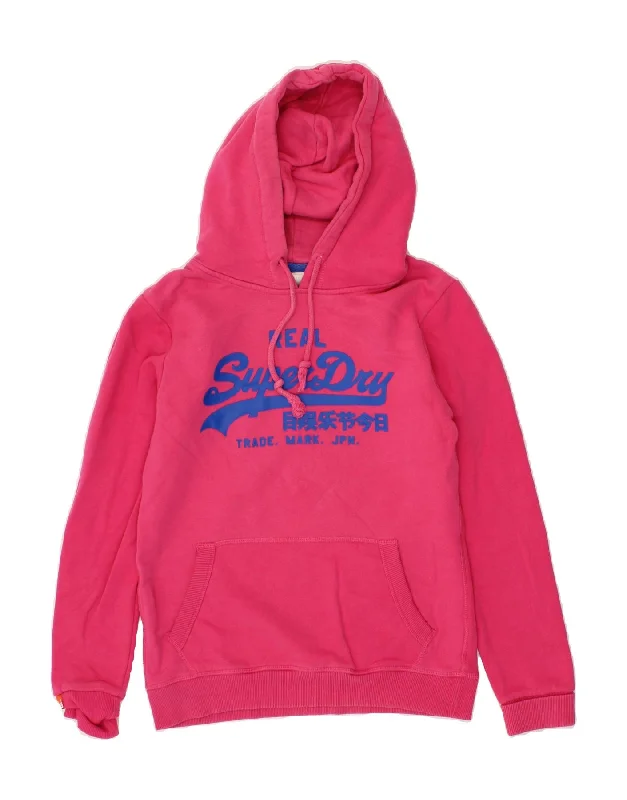 Early Bird Discount SUPERDRY Womens Graphic Hoodie Jumper UK 12 Medium Pink Cotton