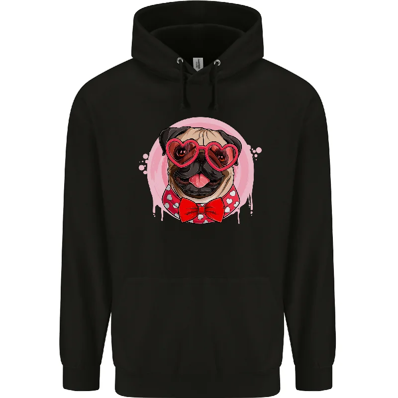 Super Deal Valentines Day Love Pug Dog Mens 80% Cotton Hoodie