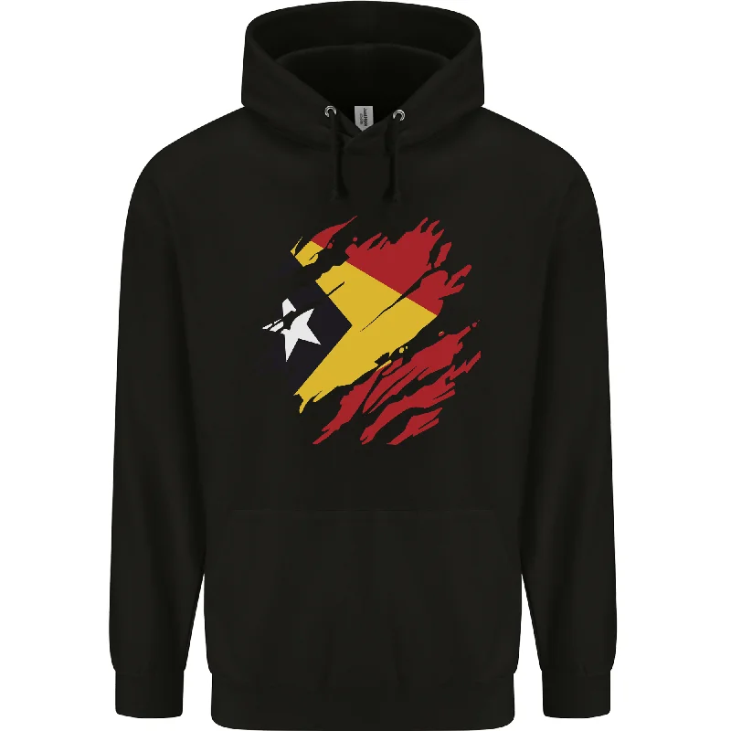 Final Markdown Torn East Timor Flag Day Football Mens 80% Cotton Hoodie