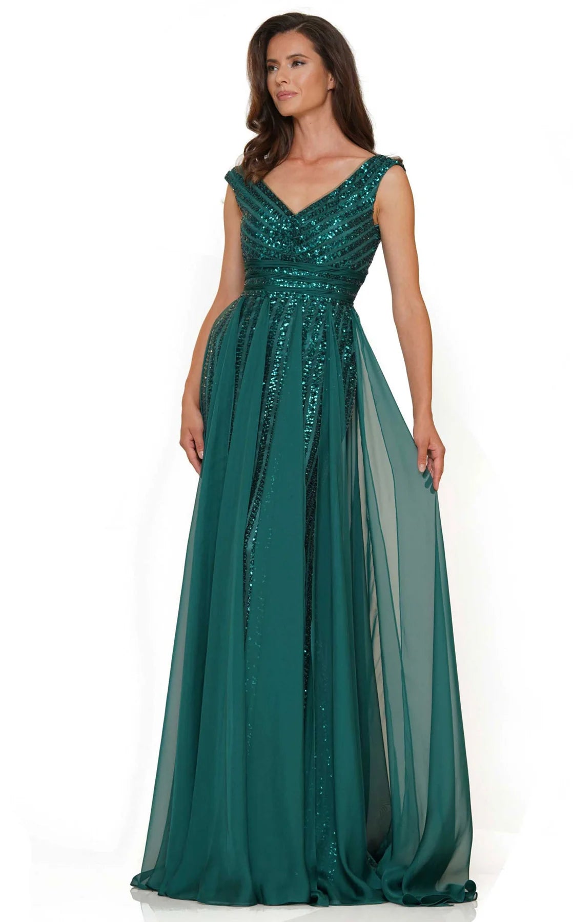 Overstock Sale Marsoni M314 Size 18, 24 Green Colors Dress Sequin Mother Of Dress A Line Chiffon Formal Evening Gown