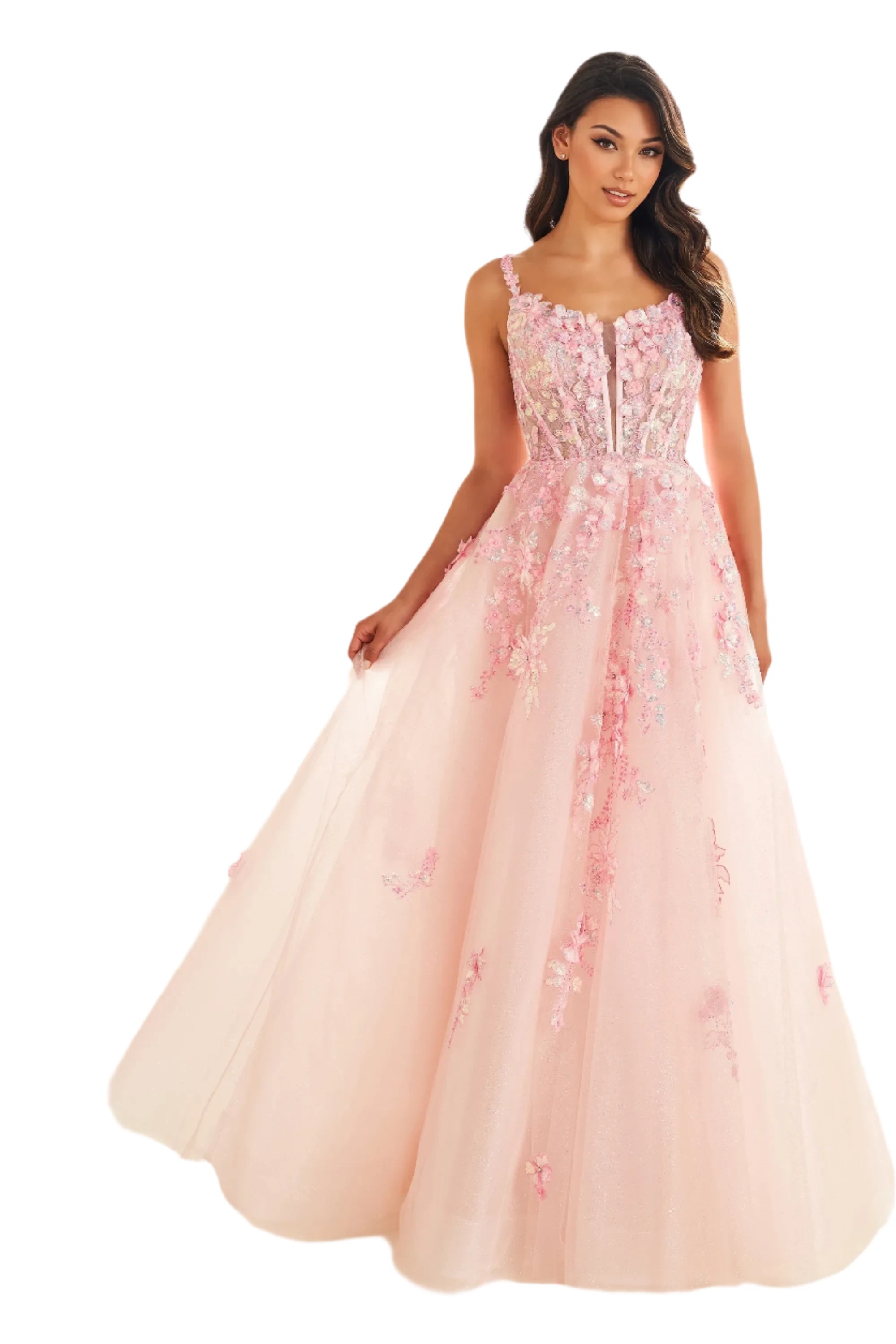 New Deals Ellie Wilde EW36213 Size 14 Blush Sheer Lace Corset A Line Prom Dress Shimmer V Neck formal Gown