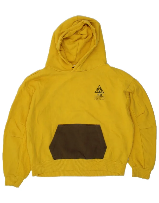 Stock Clearance VANS Womens Oversized Graphic Hoodie Jumper UK 14 Medium Yellow Cotton