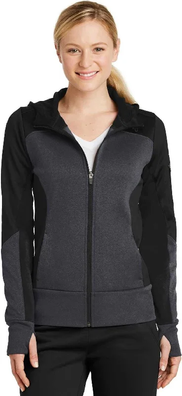 Fantastic Offers Sport-Tek LST245 Ladies Tech Fleece Colorblock Full-Zip Hooded Jacket - Black Graphite Heather Black