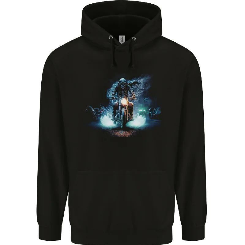 Lowest Price Skull Biker Motorcycle Motorbike Grim Reaper 29 Mens 80% Cotton Hoodie