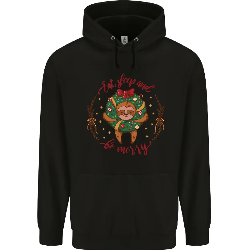 Best Bargains Sloth Eat Sleep & Be Merry Funny Christmas Mens 80% Cotton Hoodie