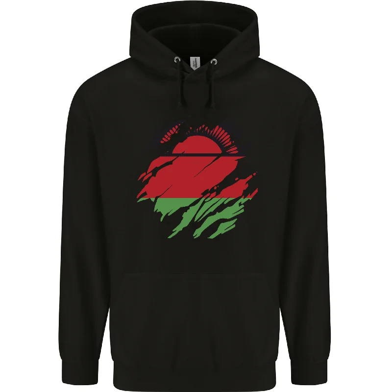 Lowest Prices Torn Malawi Flag Malawian Day Football Mens 80% Cotton Hoodie