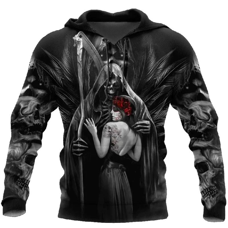 Exclusive Offers Unisex Death Skull 3D Printed Fashion Hoodies / Gothic Style Hooded Sweatshirt