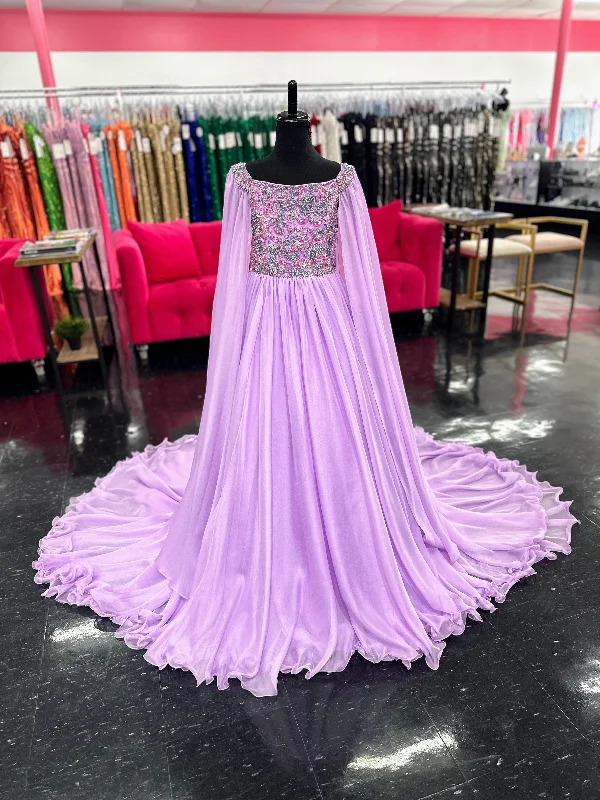 Special Discount Samantha Blade 1022 Size 10 Lilac Girls Pageant Dress Beaded Crystal Bodice off the shoulder Cape sleeve Chiffon