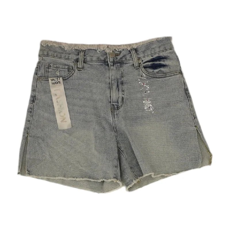 Today Only Blue Solid Denim Shorts