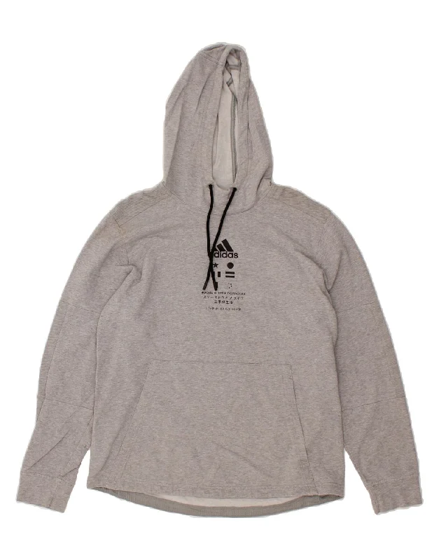 Midnight Madness ADIDAS Womens Hoodie Jumper UK 14 Medium Grey Cotton