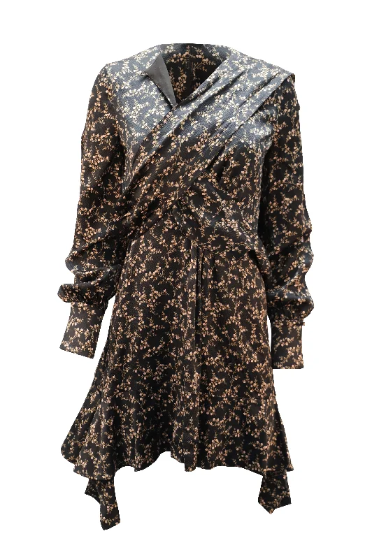 Big Discounts Jonathan Simkhai Floral Print Dress in Black Silk